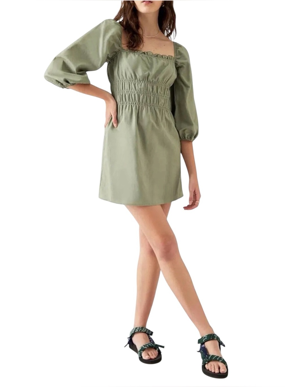 Charlie Holiday Linen Boheme Mini Dress Khaki 💕